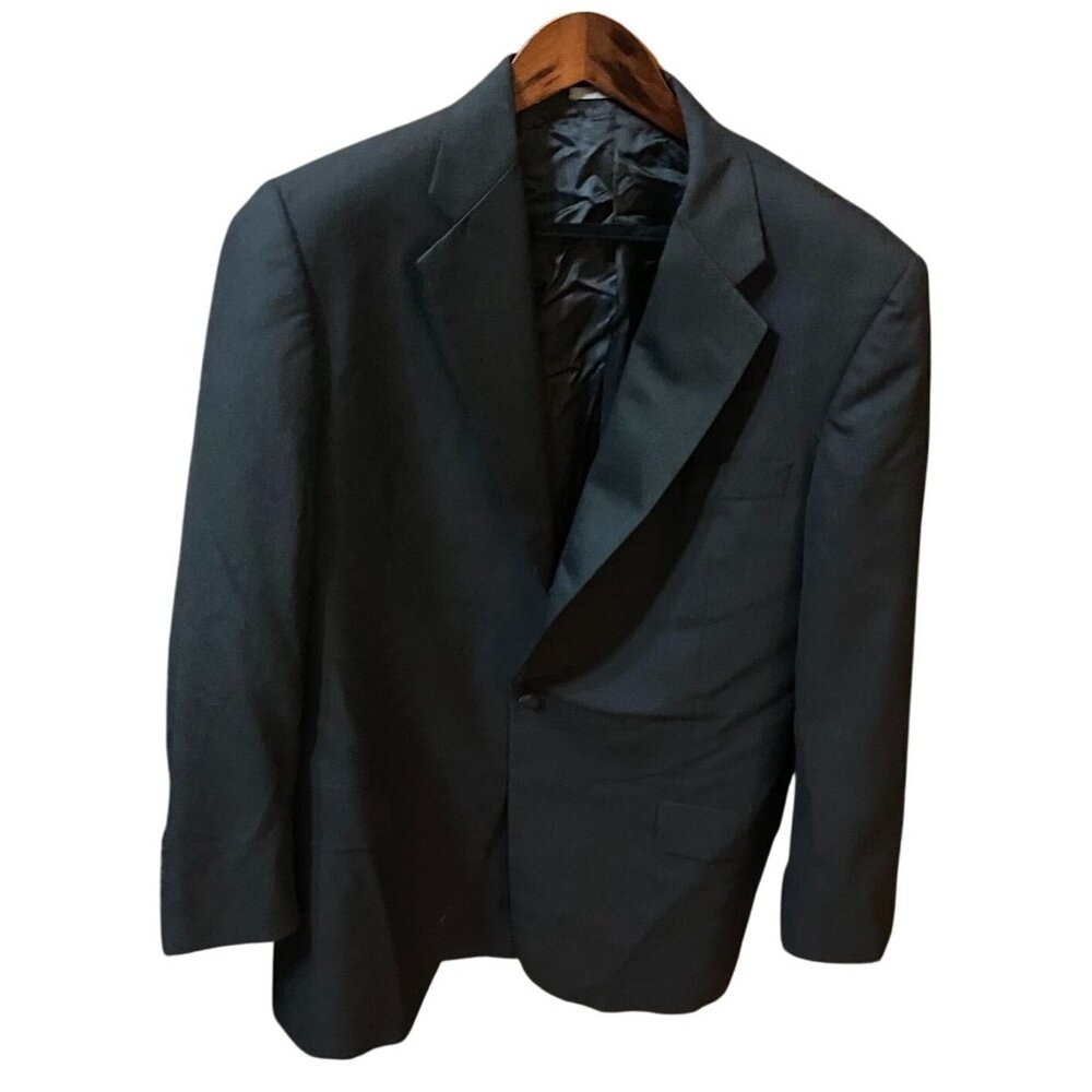 Hickey Freeman Men's Tuxedo Blazer Jacket 42R Black Wool Single Breasted Formal